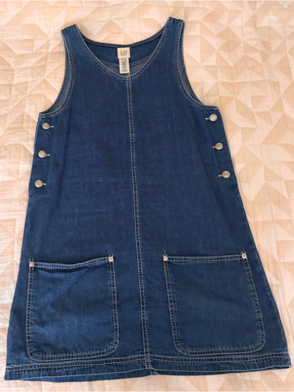 GAP Denim Pinafore/Overall Dress with Side Buttons